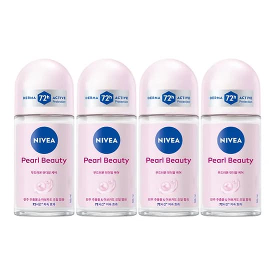 니베아 데오드란트 롤온 펄 뷰티, 50ml, 4개