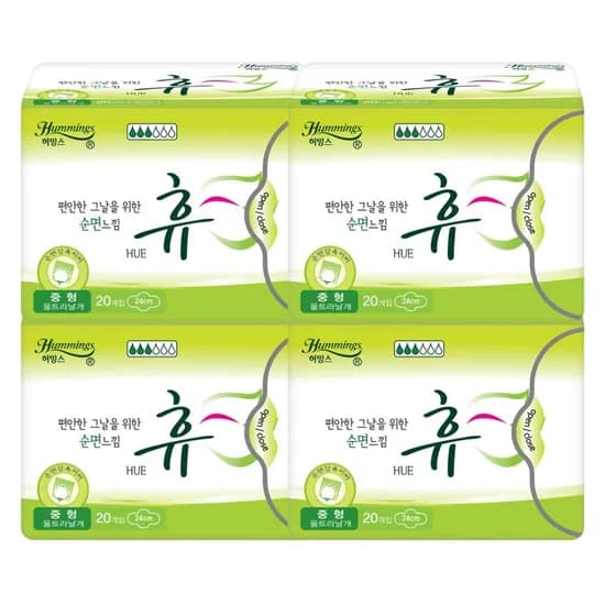 허밍스 휴 생리대 중형 20장 4팩