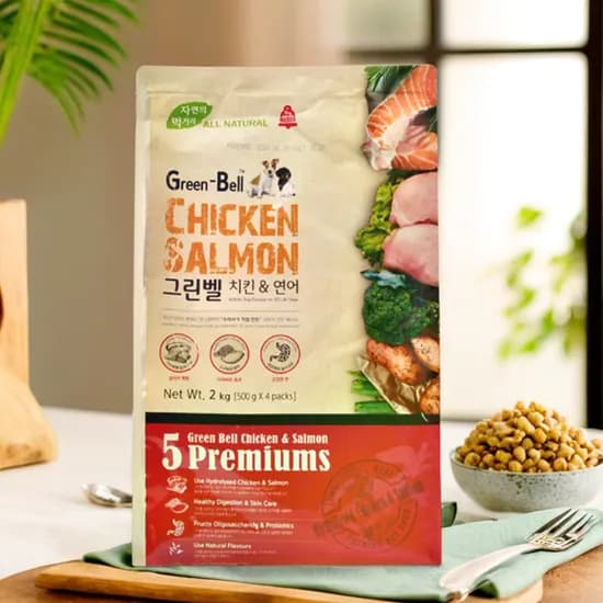 그린벨 치킨 연어 강아지 사료, 2kg, 2개