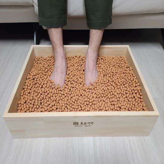 편백나무 황토볼 발마사지기 지압상자 특대 나무색 황토색 10kg 1개