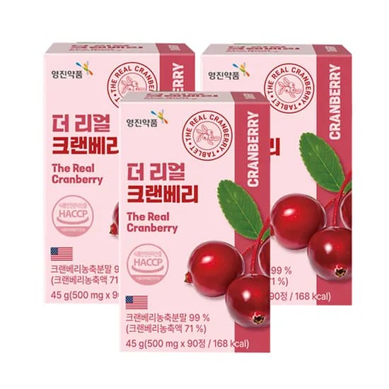 영진약품 더 리얼 크랜베리 90정 3병