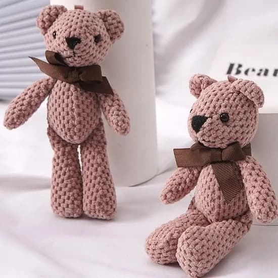 곰 인형 키링, 브라운, 실버, 1개