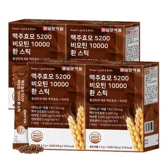 일양약품 맥주효모 5200 비오틴 10000 환 스틱 5.3g 30포 4박스