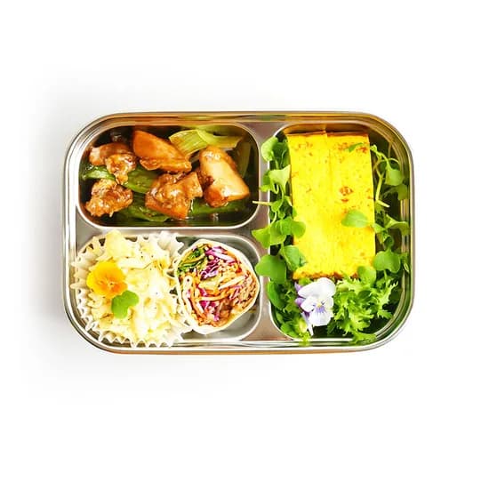 올품락 역3구 스텐 식판 세트, 오렌지, 1개, 본품 1P, 뚜껑 1P
