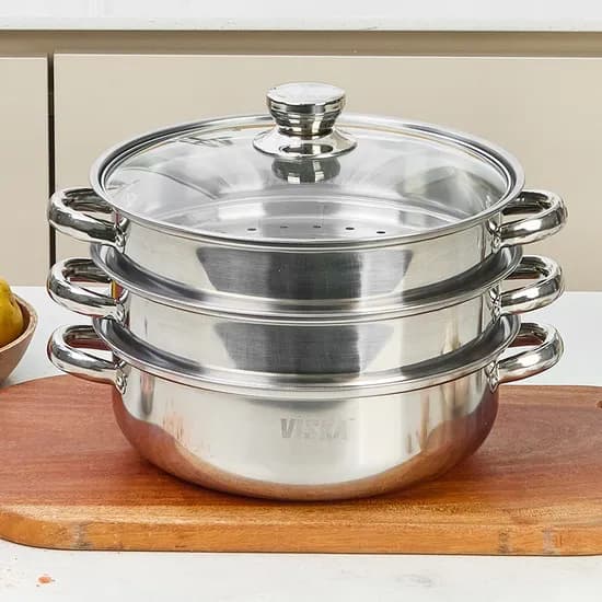 비스카 마이키친 스테인레스 스틸3단 찜전골냄비 28cm VK-MG300S, 1개