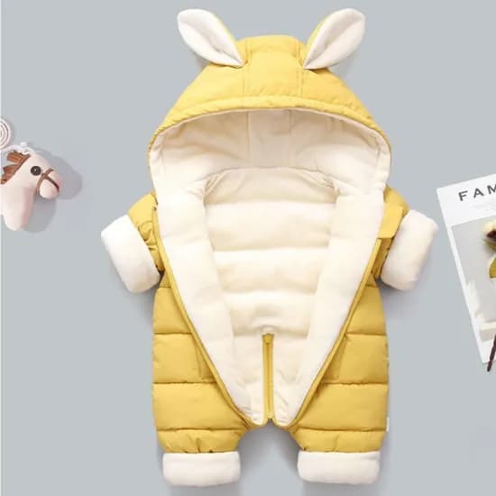 아기 상하복 우주복 패딩, 노랑, 100cm, 1개