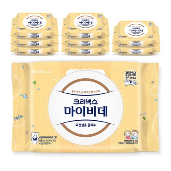 크리넥스 마이비데 키즈 화장실용 물티슈 40매 9팩 15,740원