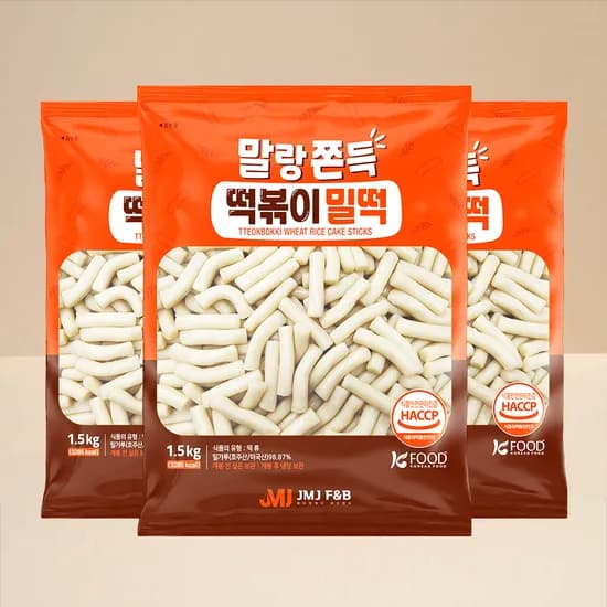 말랑쫀득 떡볶이 밀떡 1.5kg 3개