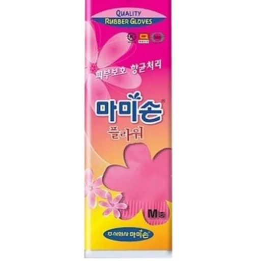 마미손 천연라텍스 플라워 고무장갑, 분홍, 중, 3개, 1개