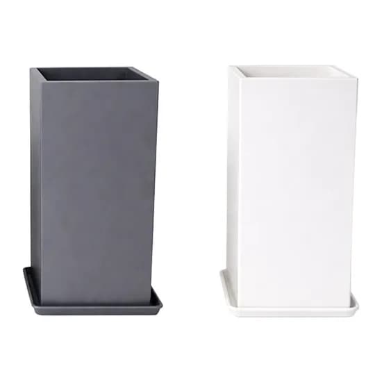 모던레시피 높은 사각 기둥 플라스틱 화분 받침 세트, 그레이, 특대형(30cmx56cm), 1개