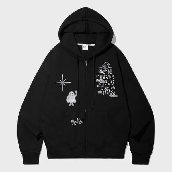 HELLO 오버핏 후드집업 블랙 XL 1개 42,900원