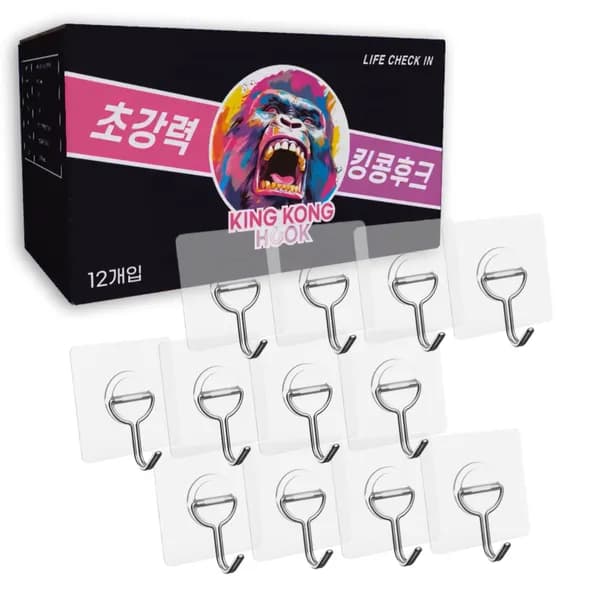 킹콩 초강력 투명 매직 후크 12개입