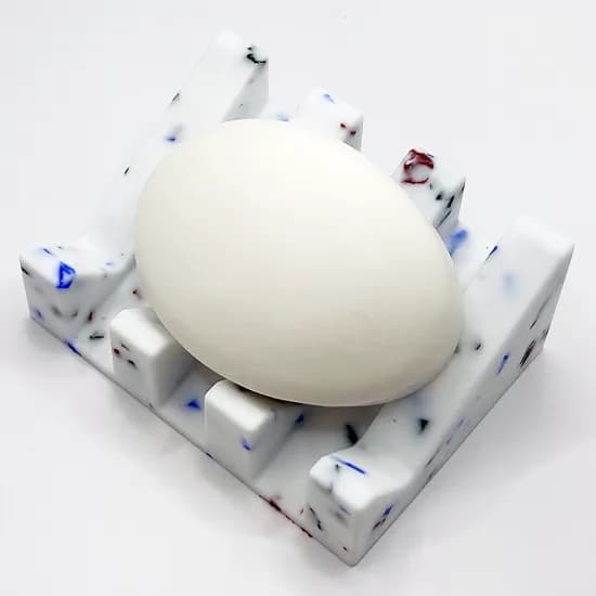 자동 물빠짐 실리콘 논슬립 경사형 비누받침 블루도트 1개