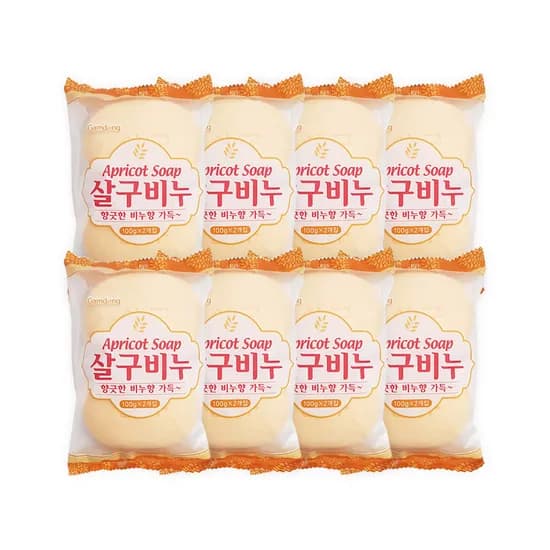 감동 살구비누 세수비누 미용비누 화장비누 목욕비누, 100g, 2개입, 8개