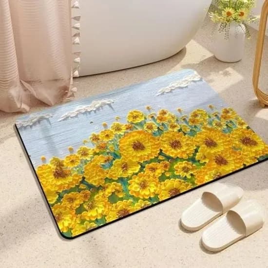 재물운 규조토 발매트, 해바라기, 40cmx60cm, 1개