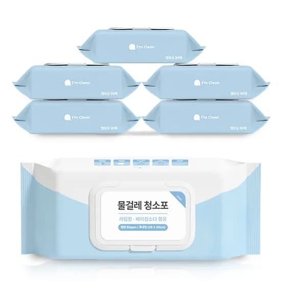 아이엠클린 베이킹소다 물걸레청소포 특대형 38x20cm 30매 6개 11,830원