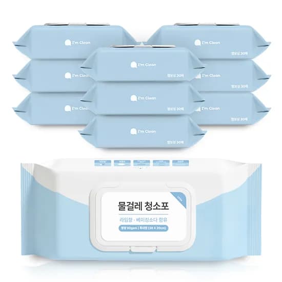 아이엠클린 베이킹소다 물걸레청소포 특대형 38x20cm 30매 10개