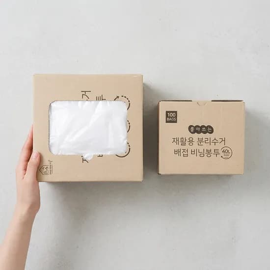 네이쳐리빙 뽑아쓰는 티슈형 분리수거 배접 비닐봉투 80L 100매