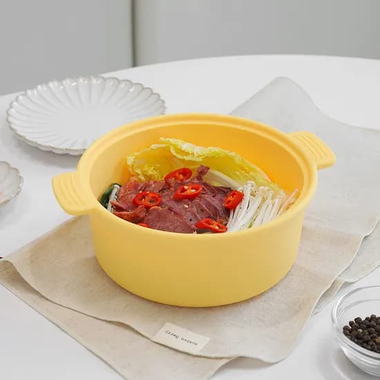 칼로쿡 다용도 실리콘 찜기 원형 버터옐로우 1.2L 1개