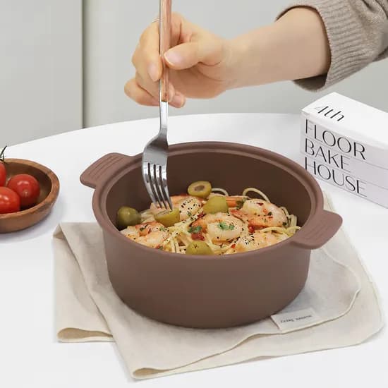 칼로쿡 다용도 실리콘 찜기, 원형, 모카브라운, 1.2L, 1개