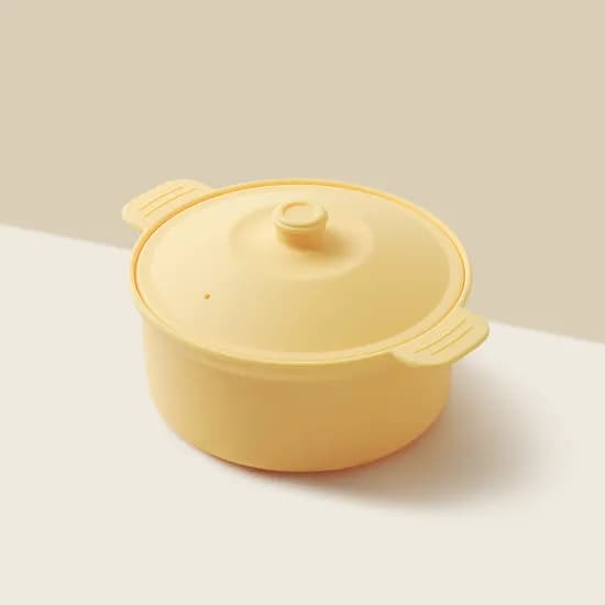 칼로쿡 다용도 실리콘 찜기, 원형, 버터옐로우, 600ml, 1개