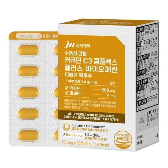 JW중외제약 수용성 강황 커큐민 C3 콤플렉스 플러스 바이오페린 60정 1개