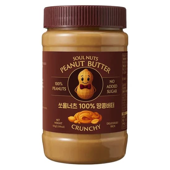 쏘울너츠 100% 땅콩버터 크런치, 500g, 1개