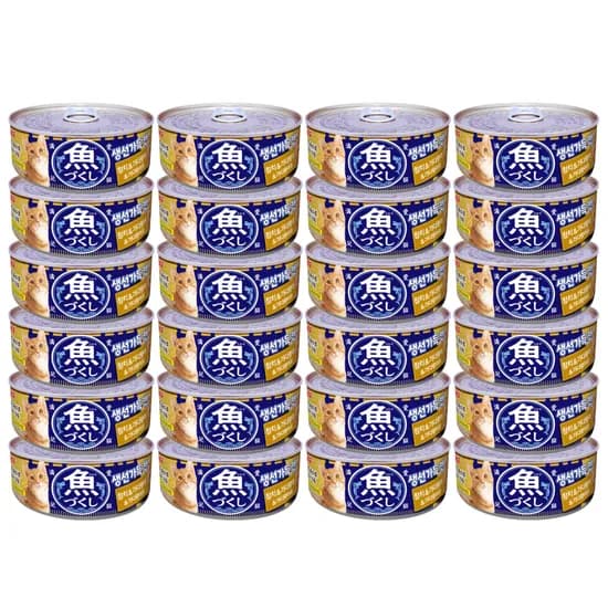 이나바 챠오 생선가득 캔, 참치&가다랑어&가다랑어포, 60g, 24개
