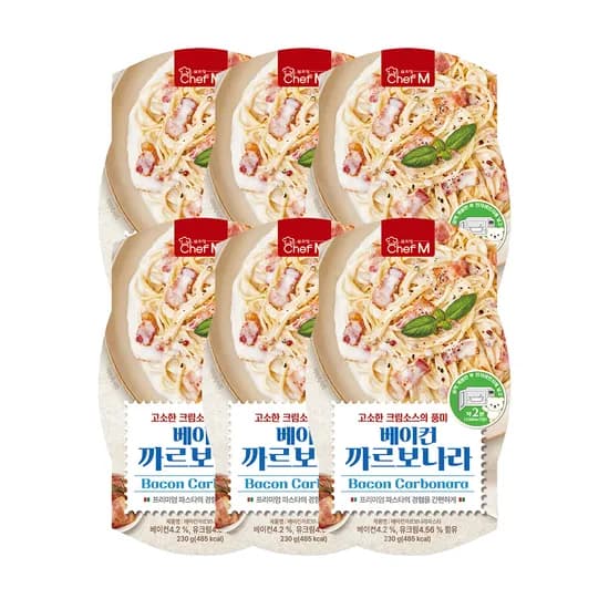 쉐프엠 베이컨 까르보나라 파스타 230g 6개
