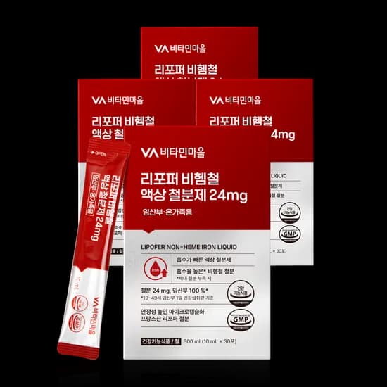비타민마을 리포퍼 비헴철 액상 철분제 10ml 30포 4박스