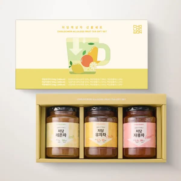 초록원 저당액상차 3종 선물세트 (저당유자차·저당레몬차·저당자몽차) 560g 3개입