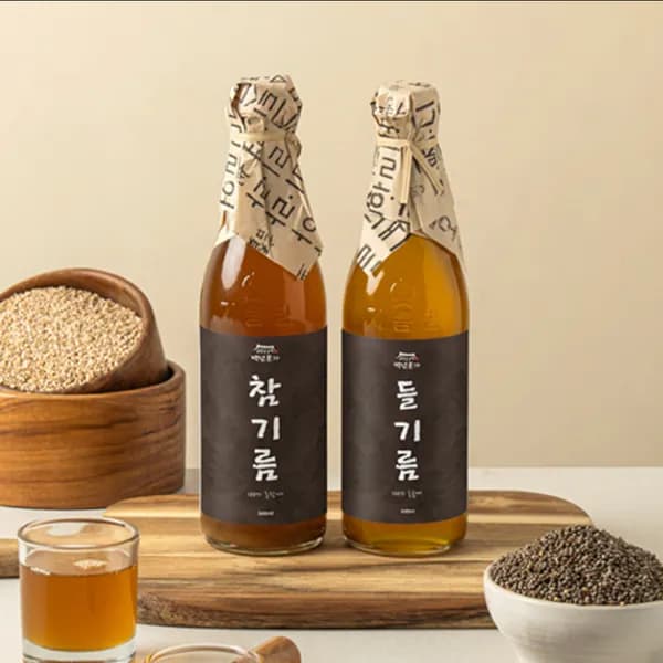 백년본가 참기름 350ml 1개 + 들기름 350ml 1개