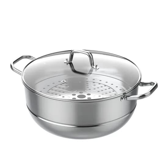 컴팩트홈 IH 인덕션 특대형 스텐 찜 전골냄비, 스테인리스, 34cm, 1개