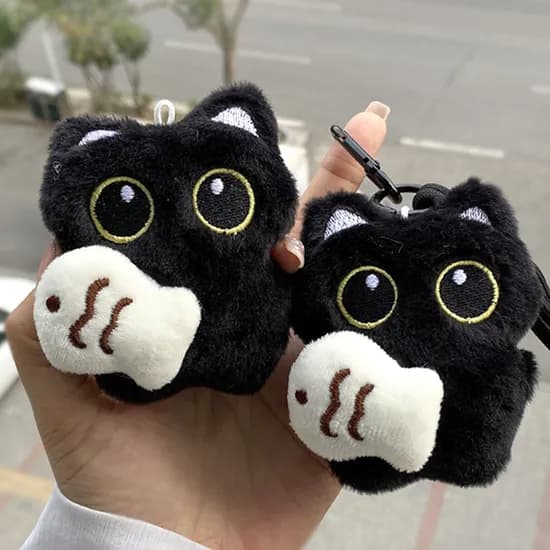 검은 고양이 인형 키링, 블랙, 1개