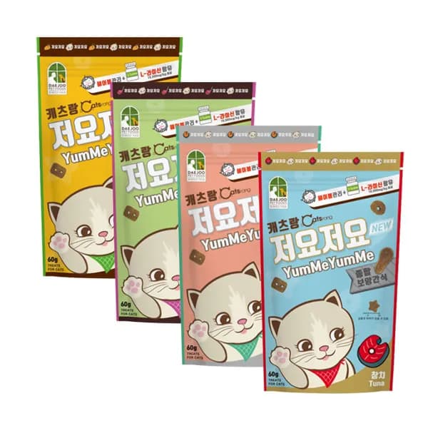 캣츠로드 저요저요 고양이간식 닭·양·연어·참치 60g 1세트