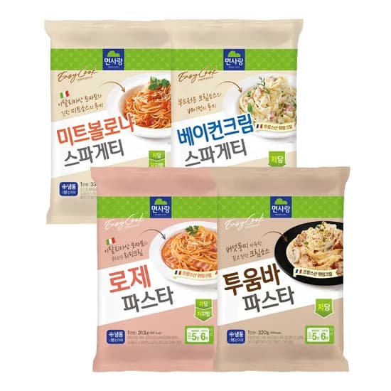 면사랑 미트볼로냐 스파게티, 330g, 1개 + 베이컨크림 스파게티, 330g, 1개 + 로제 파스타, 313g, 1개 + 투움바 파스타, 320g, 1개