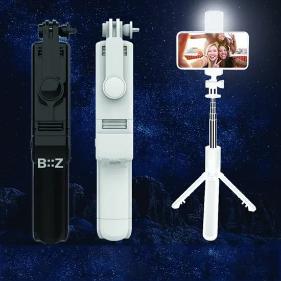 비즈 LED 조명등 블루투스 셀카봉, SS50, 블랙, 1개