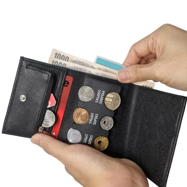 하루굿즈 동전지갑 내장형 사피아노 블랙 10x7.7x3.7cm 1개