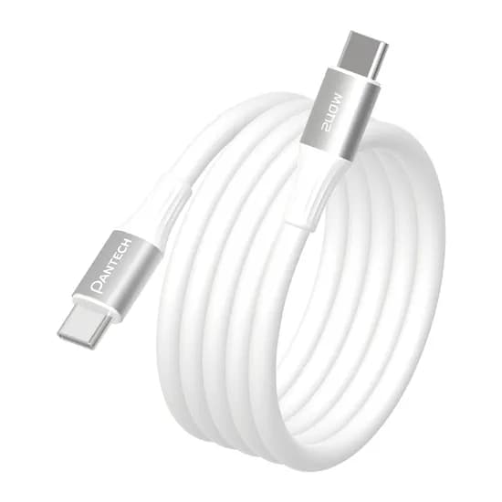 팬택 240W 마그네틱 실리콘 케이블 고속 충전 데이터 C타입 케이블, 화이트, 120cm, 1개