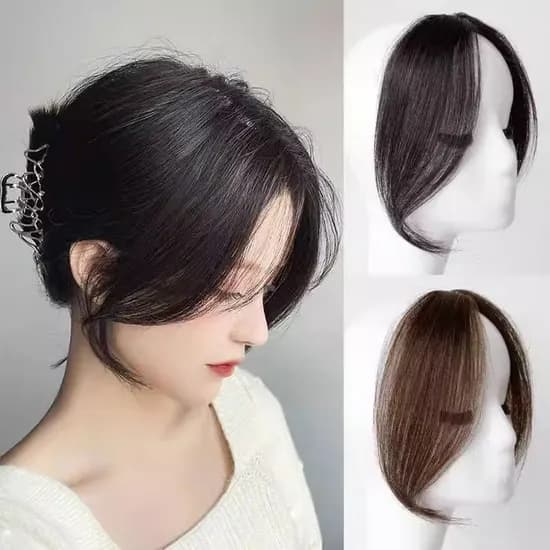 여신앞머리 긴앞머리 사이드뱅 앞머리 넘기기 가발, 밝은갈색, 2개