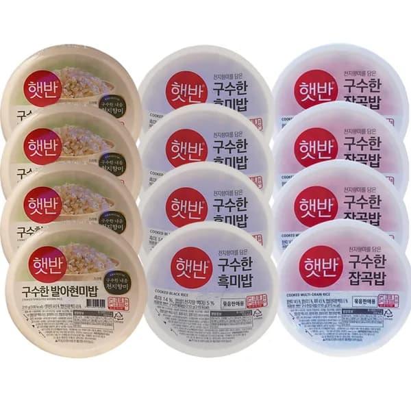 햇반 구수한 발아현미밥 210g 4개 + 구수한 흑미밥 210g 4개 + 구수한 잡곡밥 210g 4개