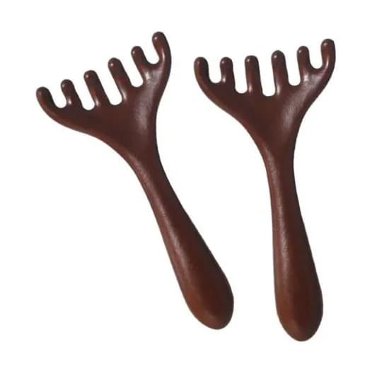 괄사 두피 마사지 빗, 우드색, 1+1 구성, 총 2개