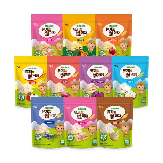 짱죽 유기농 쌀과자 쌀떡뻥 골고루, 쌀과자&쌀떡뻥 6+4봉, 25g, 10봉
