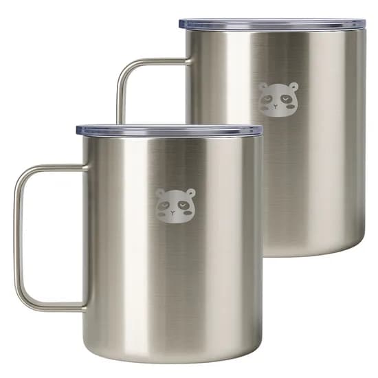 믿추 스테인리스 뚜껑 머그컵, 스테인리스, 400ml, 2개