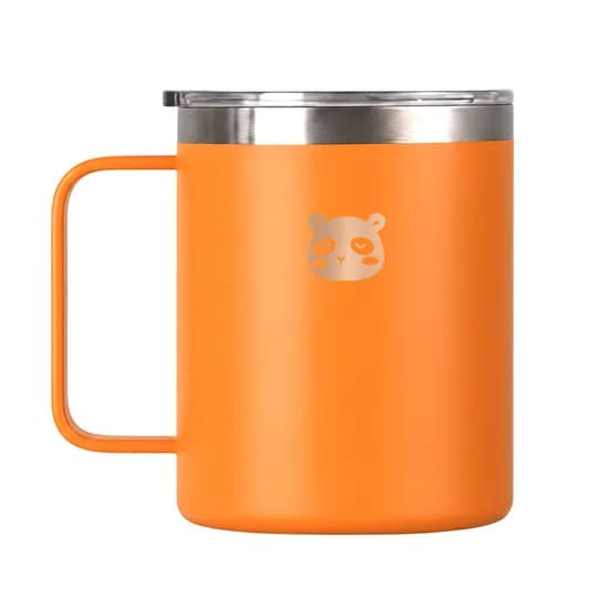 믿추 스테인리스 뚜껑 머그컵, 오렌지, 400ml, 1개