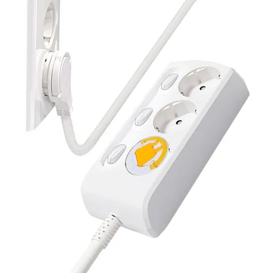 러그박스 납작 3구 개별 멀티탭 3500W 화이트 3m 1개