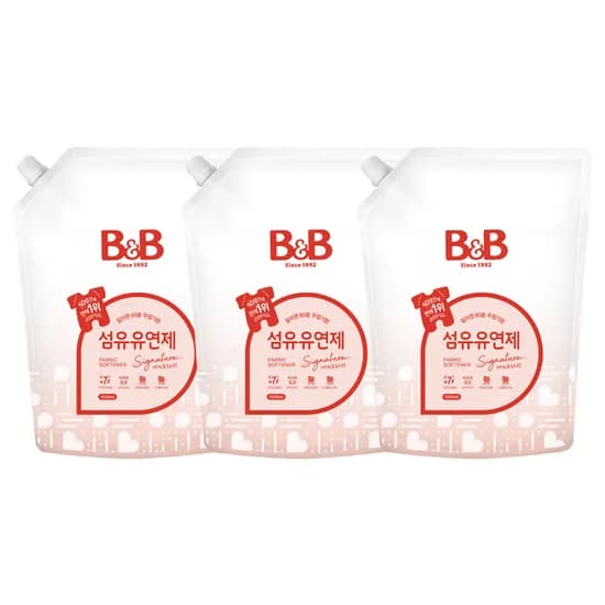 비앤비 섬유유연제 자스민 앤 로즈 리필, 1.5L, 3개