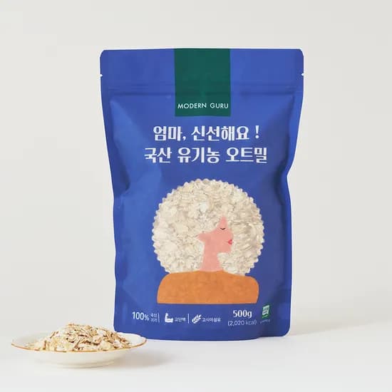 모던구루 국내산 유기농 오트밀 1kg 1팩 19,900원