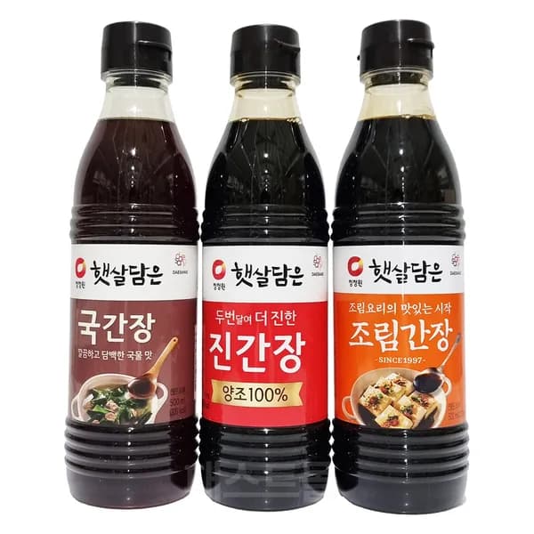 청정원 햇살담은 국간장 진간장 조림간장 세트 500ml 1세트