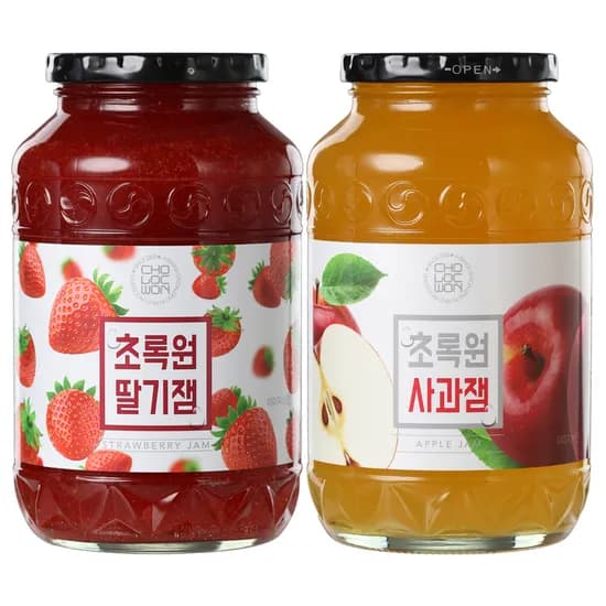 초록원 딸기잼 1kg 외 사과잼 1kg 총 2개